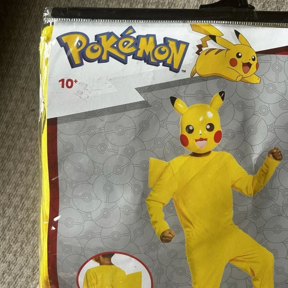 NEW Pokemon PIKACHU Kids Unisex Halloween Costume Jumpsuit Headpiece Large - Picture 5 of 7